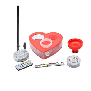 71 rouge Coeur Cadeau Silicone Narguilé Facile à Utiliser Avec LED Effet D'éclairage Ensemble Complet de Collocation <span class=keywords><strong>fumée</strong></span> coeur hooka - Product Image 1