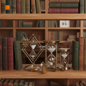 Sablier Art Déco Moderne 15/30/60 Minutes en Verre Plaqué Or Fait Main Écologique Durable Cadeau Décoration Maison Anniversaire - Product Image 3