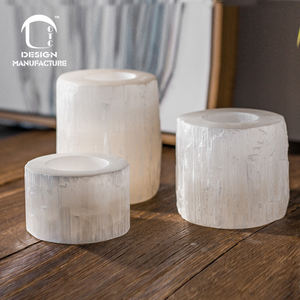 Producer Hot Sale White Natural Selenite Crystal Round 3 Size <strong>Tealight</strong> Candle <strong>Holder</strong> for Meditation - Product Image 2