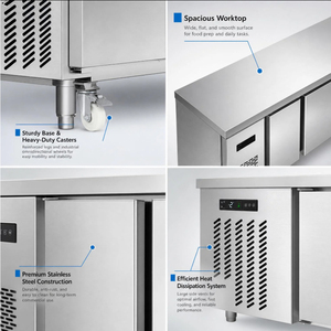 <span class=keywords><strong>Table</strong></span> de travail sur mesure avec réfrigérateur-congélateur intégré, plan de travail de cuisine en acier inoxydable pour boulangerie et conservation alimentaire - Product Image 3