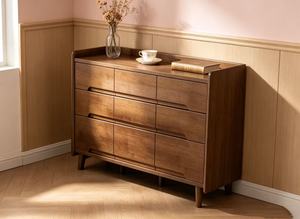 New Arrival Walnut Wood 9-Drawer Dresser <b>Chest</b> of Drawers for Bedroom <b>Storage</b> - Product Image 2