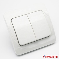 Interruptor de pared eléctrico de 2 entradas, estándar europeo, 10A, 250V, doble interruptor