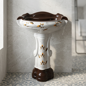 Lavabo Rectangular de Cerámica Tamaño King con Pedestal Completo, Lavabo de Baño de Diseño Moderno - Product Image 2