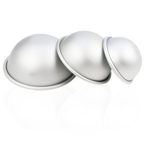 Hemispherical Mold Set 3Pc Aluminum Alloy Cake Mochi Bubble Bath Salt Mold Semi Circular Baking Tool - Product Image 3