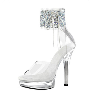 Talons aiguilles transparents en cristal pour femmes, 15 cm et 20 cm, chaussures de pole dance à plateforme pour femmes - Product Image 1