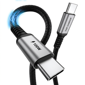 Cable de Carga Rápida USB C a USB C de 100 W 5 A PD, Cable de Nailon Trenzado de Carga Rápida para iPhone, Samsung, <span class=keywords><strong>Laptop</strong></span>, Tablet - Product Image 1