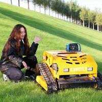 Tondeuse à gazon intelligente télécommandée avec chenilles antidérapantes pour terrains en pente, se déplace facilement sur les pentes raides