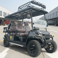 Voiturette de golf électrique tout-terrain, châssis surélevé, finition dorée, personnalisable, design gratuit, disponible dès maintenant.
