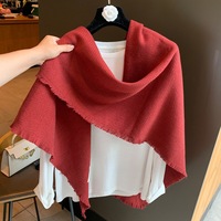 Écharpe triangulaire pour femme, châle doux avec franges, léger et confortable, écharpe d'épaule surdimensionnée pour l'hiver, OEM/ODM