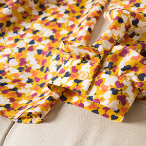 Camicetta firmata nuova <span class=keywords><strong>donna</strong></span> in vera seta da <span class=keywords><strong>donna</strong></span> con fiocco floreale giallo con volant RTS Victoria - Product Image 3