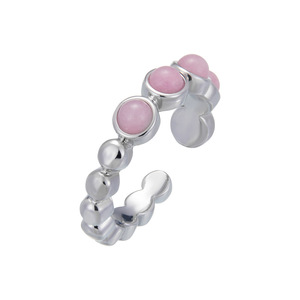 Rose <b>Quartz</b> Open <b>Ring</b> Bezel Setting Round Crystal Everyday Wear Index Finger <b>Ring</b> R13963D0106 - Product Image 5