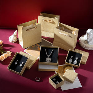 Custom Wholesale Square Golden Solid Pattern Jewelry Packaging <b>Box</b> with Drawer for <b>Rings</b> Earrings Necklaces Bracelets - Product Image 5