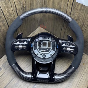 Volante Deportivo Personalizado de Cuero y Fibra de Carbono para Mercedes-Benz W221 W205 W212 W213 B 300 <span class=keywords><strong>AMG</strong></span> A45 LA45 <span class=keywords><strong>63</strong></span> W204 X5 X3 <span class=keywords><strong>GL</strong></span> - Product Image 5