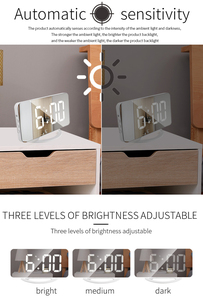 Đa Chức Năng Gương Đồng Hồ LED Trang Điểm USB Powered Điện Tử Máy Tính Để Bàn Đồng Hồ Đồng Hồ Báo Thức Cho Hộ Gia Đình Phòng Khách - Product Image 4