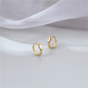 Fashion <b>Fine</b> Stainless Steel Zircon Charm <b>Earring</b> 18k Gold Plated Hoop <b>Earring</b> - Product Image 2