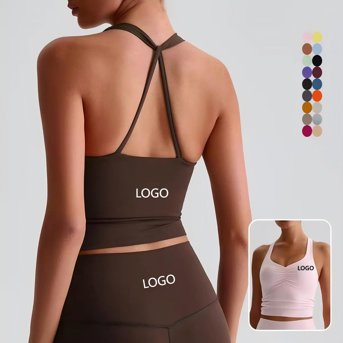 Women's Plus Size Workout Clothing Breathable Sleeveless Gym Fitness Sports Top Quick Dry U-NECK Spaghetti Strap High Support