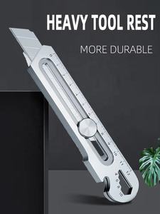 स्टेनलेस स्टील 18 मिमी 20 ब्लेड आउटडोर उपकरण उपयोगिता कैंपिंग चाकू 6 में 1 मल्टी-फंक्शन नॉब लॉकिंग चाकू - Product Image 6