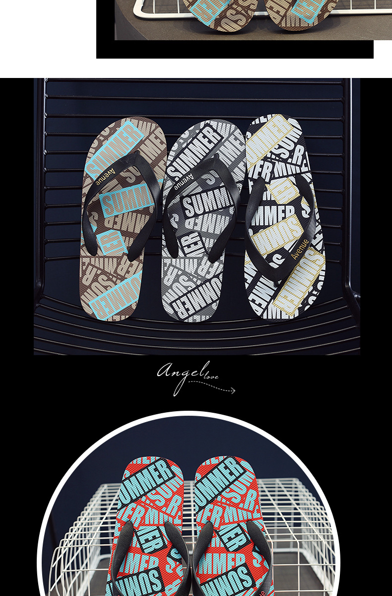 Summer Flip Flops Slippers Rubber PVC Casual Beach Shoes Printing Men Filpflops