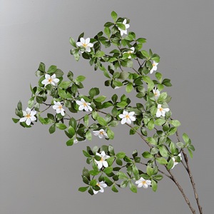 Branche de Gardenia Artificielle Meng Jie en Caoutchouc Souple, 2 Branches, Fleurs Blanches, Décoration d'Intérieur - Product Image 2