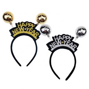 Diadema de Año Nuevo 2025 con Decoraciones de Bola de Discoteca, Accesorios para el Cabello, Estrellas Brillantes Doradas y Plateadas - Product Image 1