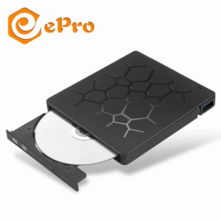 Yeni ePro fırçalanmış doku USB 3.0 POP-UP EDD16 cep harici DVD-Rw DVD / CD yeniden yazılabilir sürücü harici ODD & HDD cihazı