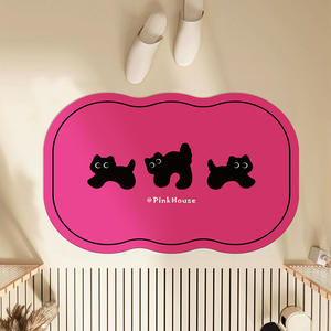 พรมเช็ดเท้าการ์ตูนบ้านสีชมพู สีดำ รูปทรงตามสั่ง ดูดซับน้ำได้ดี ผลิตจากดินไดอะตอมไมซ์ กันลื่น สำหรับห้องน้ำและห้องครัว - Product Image 4