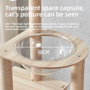 Moderner Kreativer Holz-Kletterbaum Kratzbaum Haustier-Möbel mit Schiene Kartonverpackung - Product Image 4