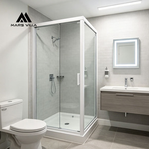 Mars Villa Mampara <span class=keywords><strong>de</strong></span> <span class=keywords><strong>Ducha</strong></span> y Bañera Personalizada CE SGCC, Longitud 32/30/36 pulgadas, 8-10mm, con Bandeja Súper Transparente, Fabricación Completa - Product Image 1