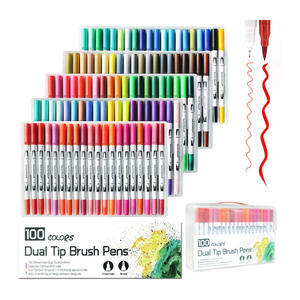 Nouvel ensemble de marqueurs de peinture artistique Bonvan, double pointe, double extrémité, stylo aquarelle en plastique PP pour livres de coloriage et peinture de journaux - Product Image 5