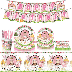 Vasos de Papel con Temática de Granja Rosa, 5.3x7.2x9cm, Desechables, para Decoración de Fiestas de Cumpleaños Infantiles - Product Image 5