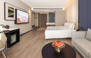 Economy Hotel Modern Bed Set <b>Light</b> Wood Bed Frame with Inset Upholstered Panel for Budget 3 <b>Star</b> Hotel Bedroom Furniture Sets - Product Image 6