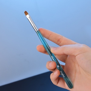 Professional UV Gel Nail Art Brush <b>Set</b> Nylon Flat Hair Acrylic Handle Liner Brushes <b>Crimped</b> Ferrule with Lid - Product Image 4