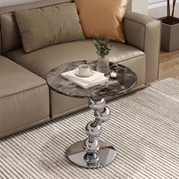 Table d'angle italienne de luxe minimaliste en pierre microcristalline Design simple et moderne en acier inoxydable pour café ou canapé Utilisation latérale