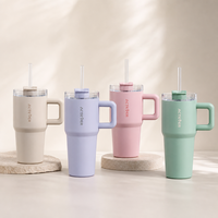 Bouteille d'eau isotherme en acier inoxydable pour enfants avec poignée et couvercle à paille, compatible lave-vaisselle