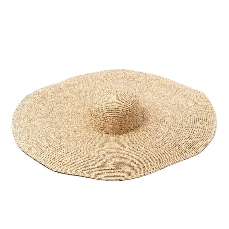 หมวกฟางแฟชั่นใหม่สำหรับฤดูร้อน LS038ทำด้วยมือขอบกว้างทำด้วยมือด้านบนกลางแจ้งกันแดดชายหาดหมวกฟางการท่องเที่ยว Sombrero