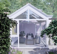 Véranda moderne 4 saisons en aluminium de haute qualité avec toit en verre trempé et moulures, idéale pour villas résidentielles et espaces lumineux.