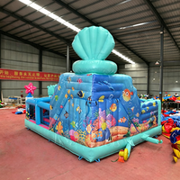 Château gonflable sur le thème de l'océan pour enfants, avec tunnel d'obstacles, pour jeux en plein air, location commerciale