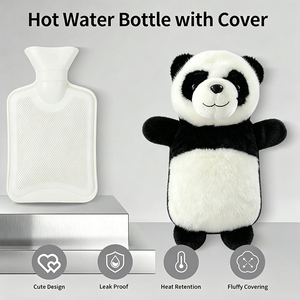 Couverture en peluche OEM <span class=keywords><strong>Panda</strong></span> pour bouteille d'eau chaude en caoutchouc, longue et moelleuse, pour sacs d'eau chaude en caoutchouc - Product Image 2
