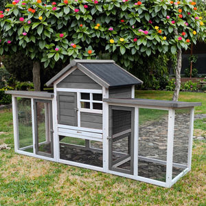 SDR031-grey à la mode en bois poulailler pour animaux de compagnie grand clapier à lapin pour <span class=keywords><strong>poule</strong></span> Chook Hamsters <span class=keywords><strong>furet</strong></span> coulissant Horizontal - Product Image 4