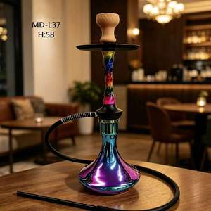 Rainbow Spiral Hookah Set 58cm Electroplated Aluminum Alloy Single Hose Shisha Narguile for <b>Bar</b> Lounge Travel - Product Image 4
