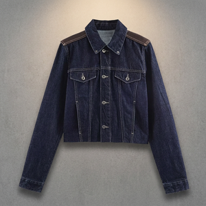 Women's Slim Fit <b>Cropped</b> Dark Wash <b>Denim</b> <b>Jacket</b> 100% Cotton Breathable Long Sleeve Button-Up Casual Streetwear Outerwear - Product Image 3
