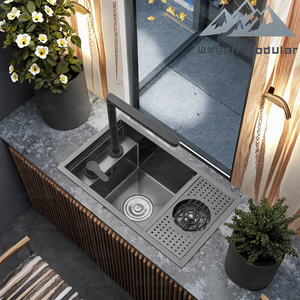 <span class=keywords><strong>Fregadero</strong></span> de Cocina de Acero Inoxidable Gris Nano Wayon con Enjuagador de Vidrio Integrado y Dispensador de Jabón - Product Image 1