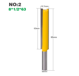 L-N196 1 pièce 8mm tige <span class=keywords><strong>longue</strong></span> lame droite mèche de toupie 1/2 pouce pointe double cannelures mèches de coupe - Product Image 5