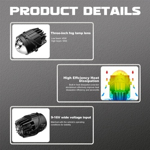 Xenplus LF28, projecteur <span class=keywords><strong>bi</strong></span>-LED de 3 pouces, phare antibrouillard pour voiture, 100W, haute puissance, 5000K, 35000LM, phare antibrouillard LED, accessoires universels pour véhicules - Product Image 5