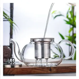 Factory Price 600/800/1000ml Heat Resistant Tea Pots Glass With Infuser Single Tea Pots