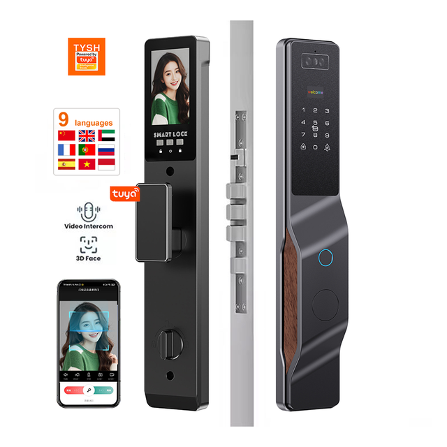 TYSH 3d Face Recognition Smart Door Lock With Camera and Fingerprint Tuya Wifi Smart Lock Door Digital Smart Door Locks