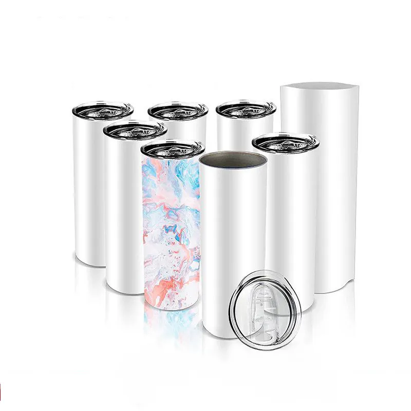 Custom Sublimation Blank Vacuum Insulated Skinny Tumbler Cups Double Wall Stainless Steel Slim Tumbler Free BPA