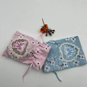 Pochette cadeau en velours transparent bleu rose de 10x14cm avec nœud tampon nouveau style cadeau de baptême pour bébé - Product Image 3