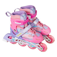 Patins à roulettes réglables en PU pour enfants avec une seule rangée de roues et un éclairage clignotant, nouveau modèle pour filles et enfants