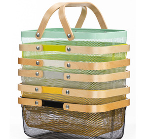 Cesto di frutta all'ingrosso caldo cesto di rete in <span class=keywords><strong>ferro</strong></span> <span class=keywords><strong>battuto</strong></span> manico in legno cestino portaoggetti in <span class=keywords><strong>ferro</strong></span> <span class=keywords><strong>battuto</strong></span> stoccaggio quadrato frutta o altri alimenti - Product Image 6